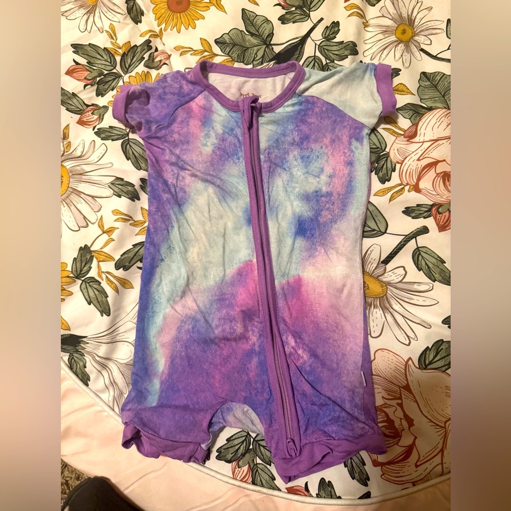 Little Sleepies Purple Watercolor Shorty size 3-6m
